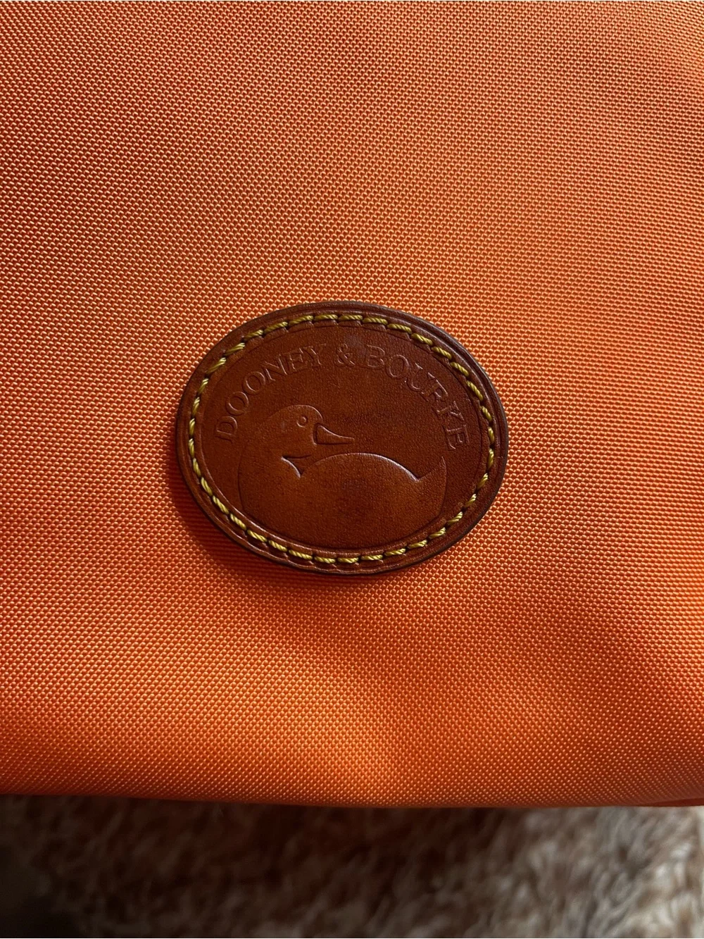 Classic Orange Shoulder Bag with Brown Trim